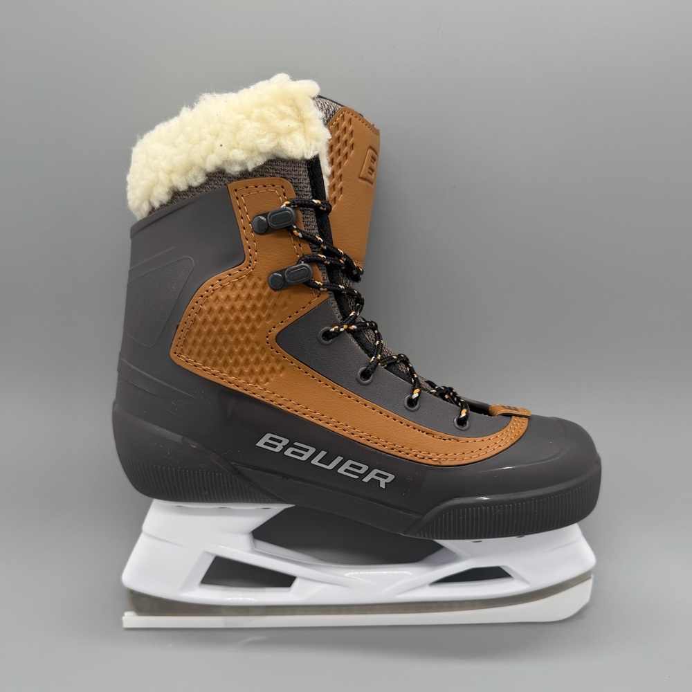 Bauer Whistler Lifestyle Brown Sherpa Collar Ice Skates JR Youth Sz 4 EU 37 NEW!